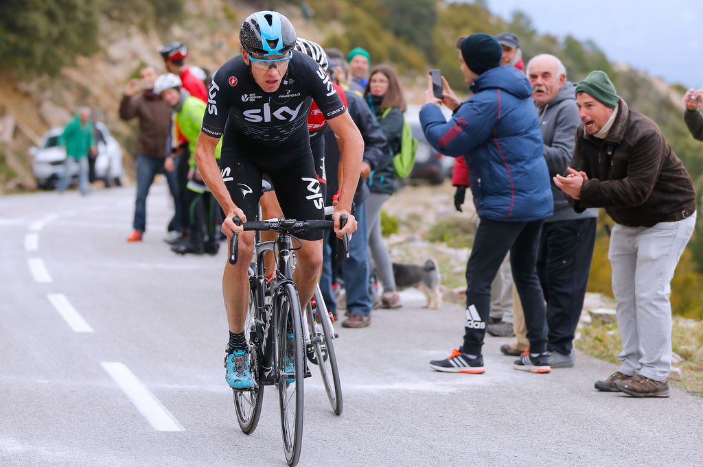 Chris Froome (Team Sky) riding to second place