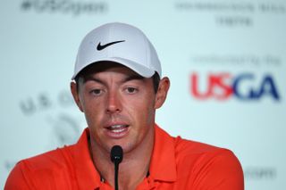 Rory McIlroy speaking at press conference