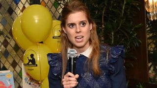 Princess Beatrice gives a speech during the Oscar's Book Prize Winner Announcement at The Ivy on May 09, 2023 in London, England.