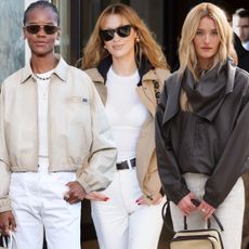 collage of celebrities wearing white jeans as a spring 2026 trend