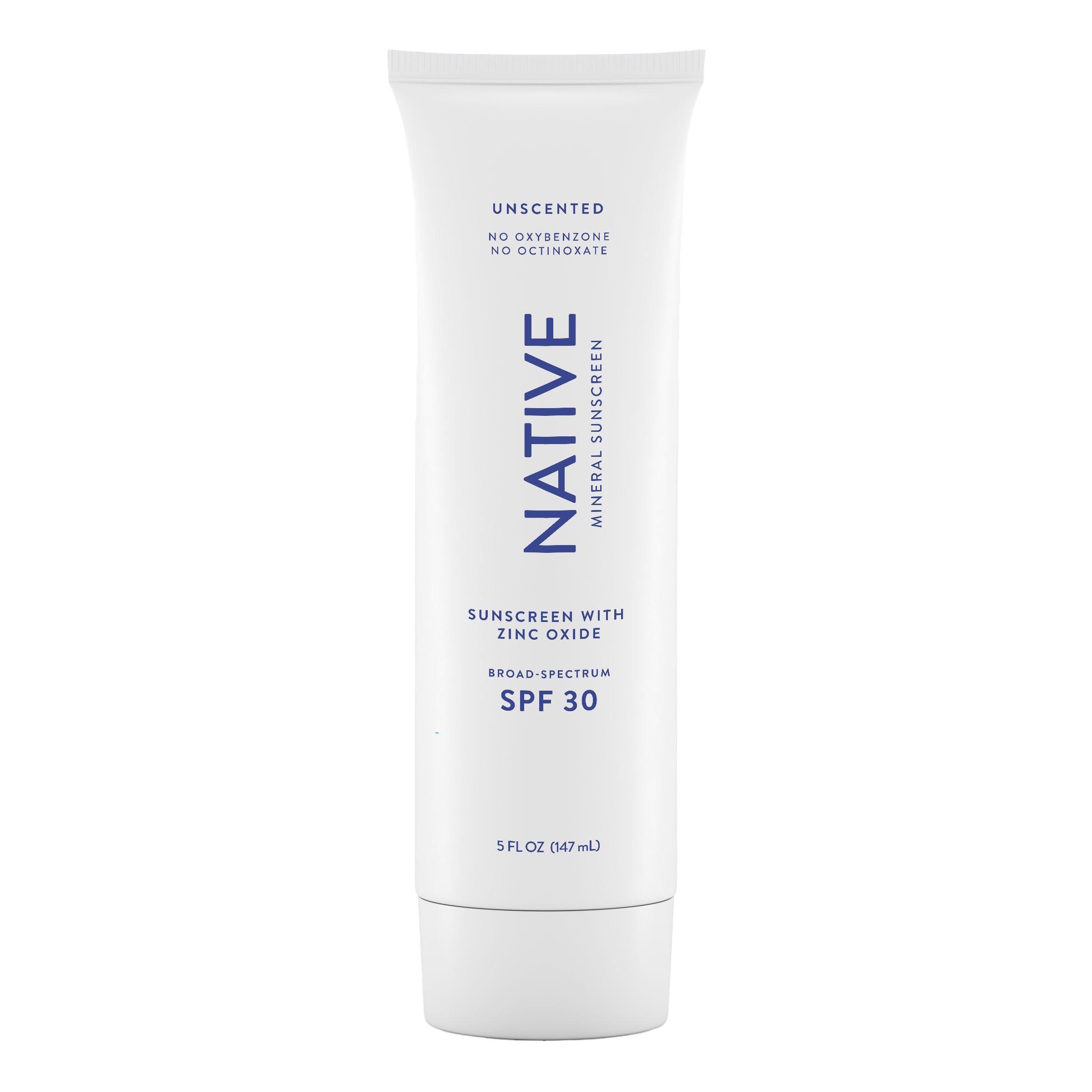 Native Unscented Mineral Sunscreen Lotion Spf 30, 5.0 Oz