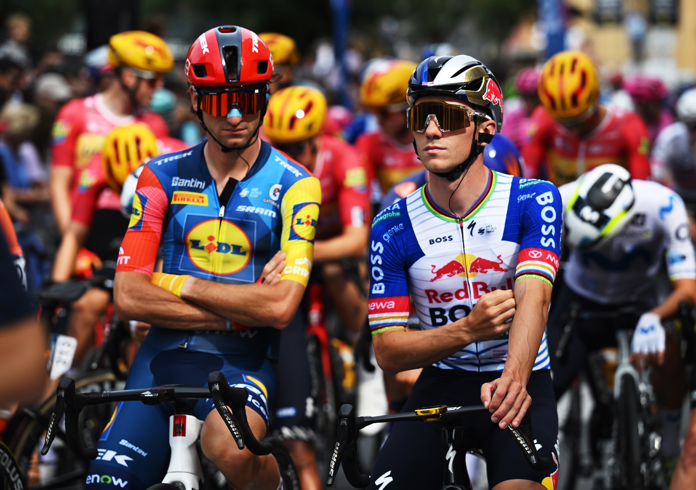 Giulio Ciccone and Remco Evenepoel at the start of the Clasica San Sebastian