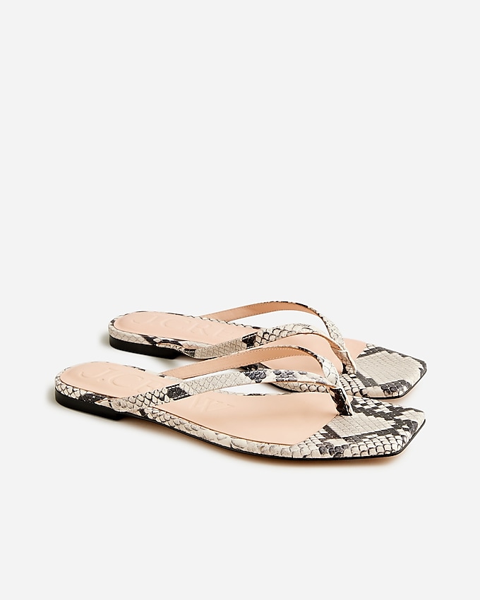 New Capri Thong Sandals in Snake-Embossed Leather