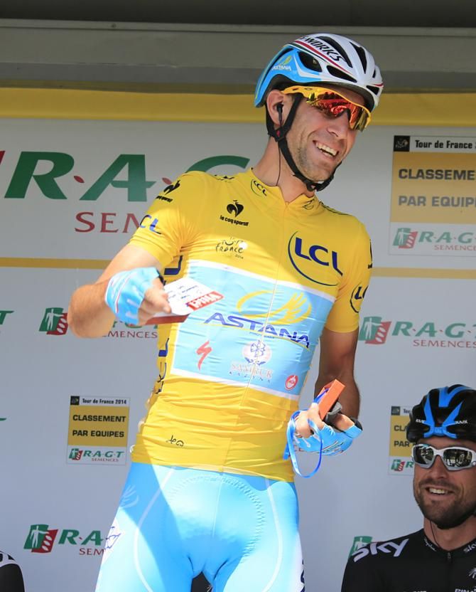 Vincenzo Nibali (Astana) in the maillot jaune