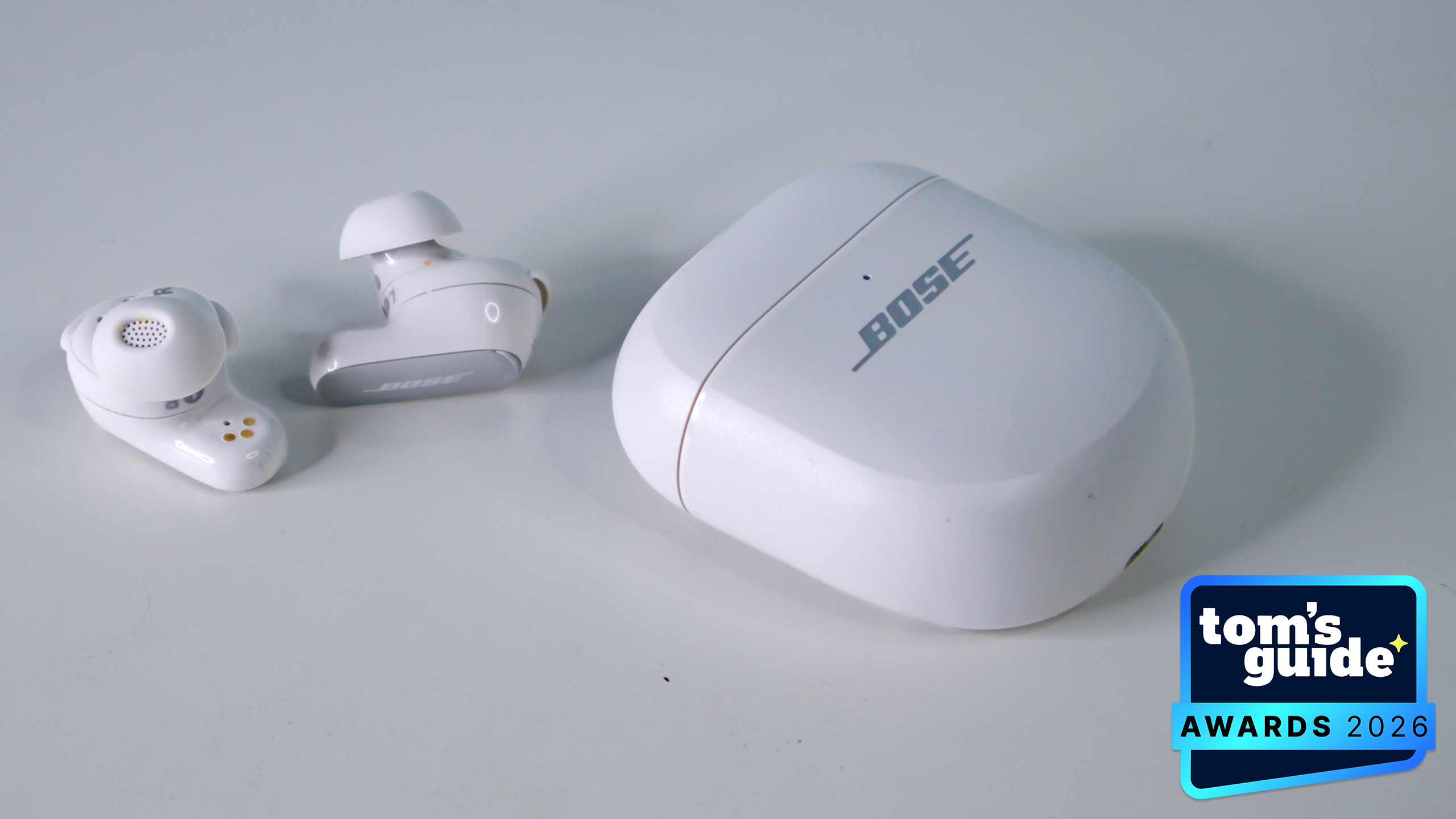 The Bose QC Ultra Earbuds Gen 2 earbuds with a TG Awards 2026 badge