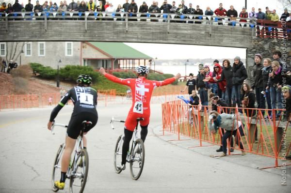 Fans lined the bridge and the course to see Heule's victory