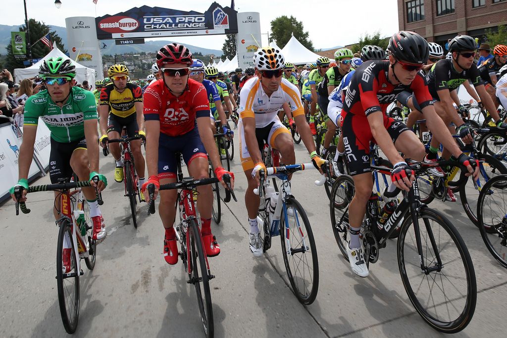 The riders roll out to start the 2015 USA Pro Challenge