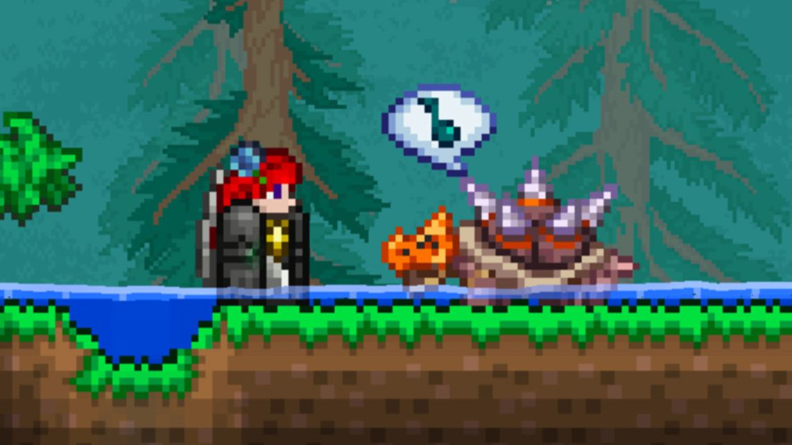 Close up of Digtoise singing in Terraria