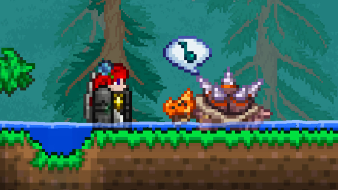 Close up of Digtoise singing in Terraria