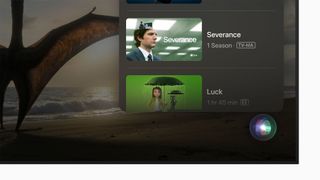 The more compact design of Siri on Apple TV allows users to quickly view results without leaving the action onscreen.