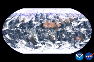 This global mosaic, captured by the VIIRS instrument on the recently launched NOAA-21 satellite, is a composite image created from these swaths over a period of 24 hours between Dec. 5 and Dec. 6, 2022.