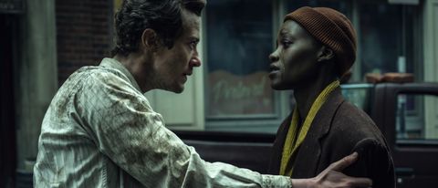 Joseph Quinn as “Eric” and Lupita Nyong’o as “Samira” in A Quiet Place: Day One