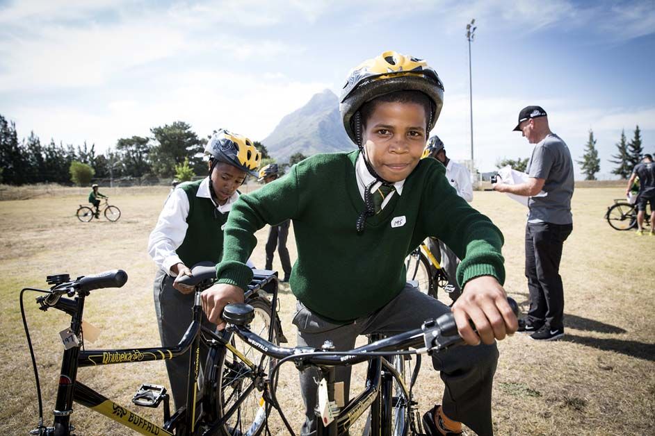 The children test out their bikes