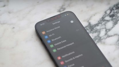 an iphone on the settings menu