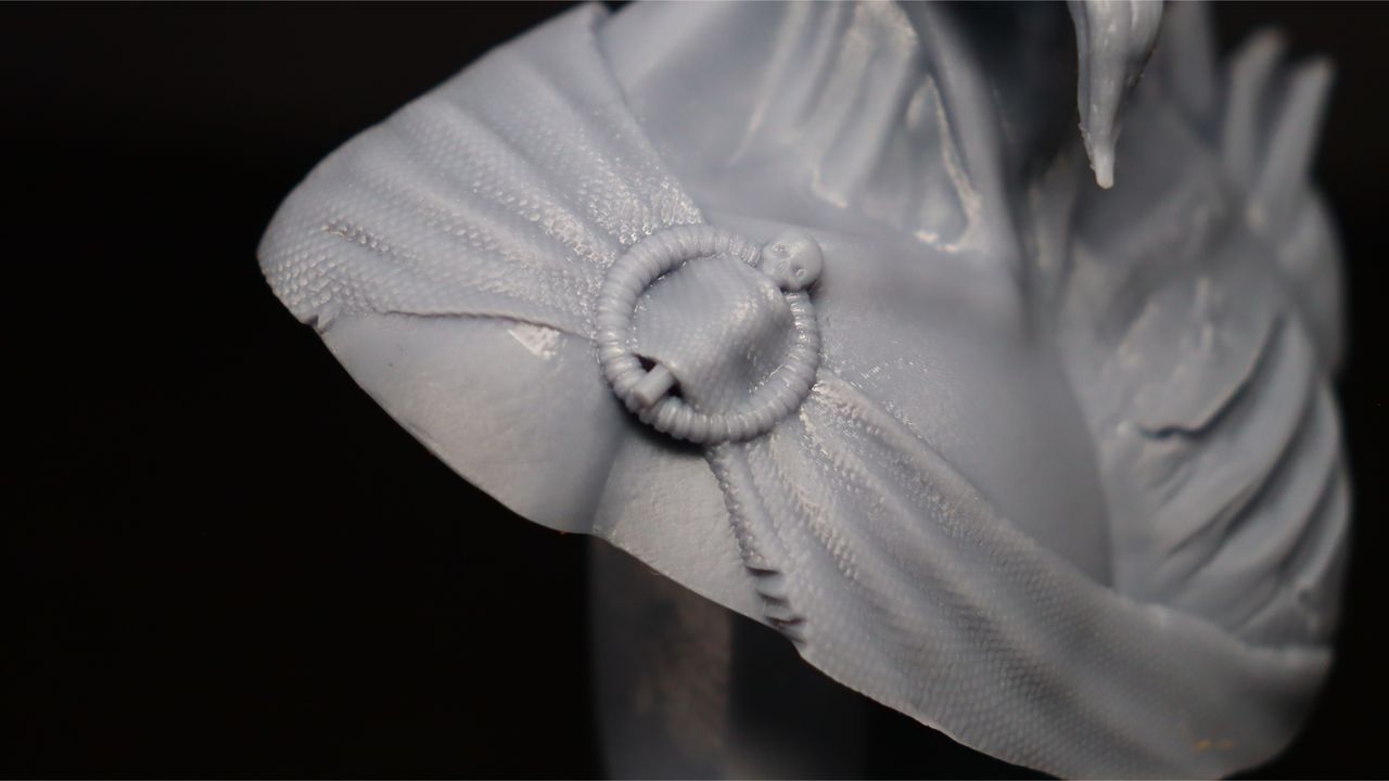 Nova3D Whale3 SE 3D printer-test print-Hades-close up of front of robe