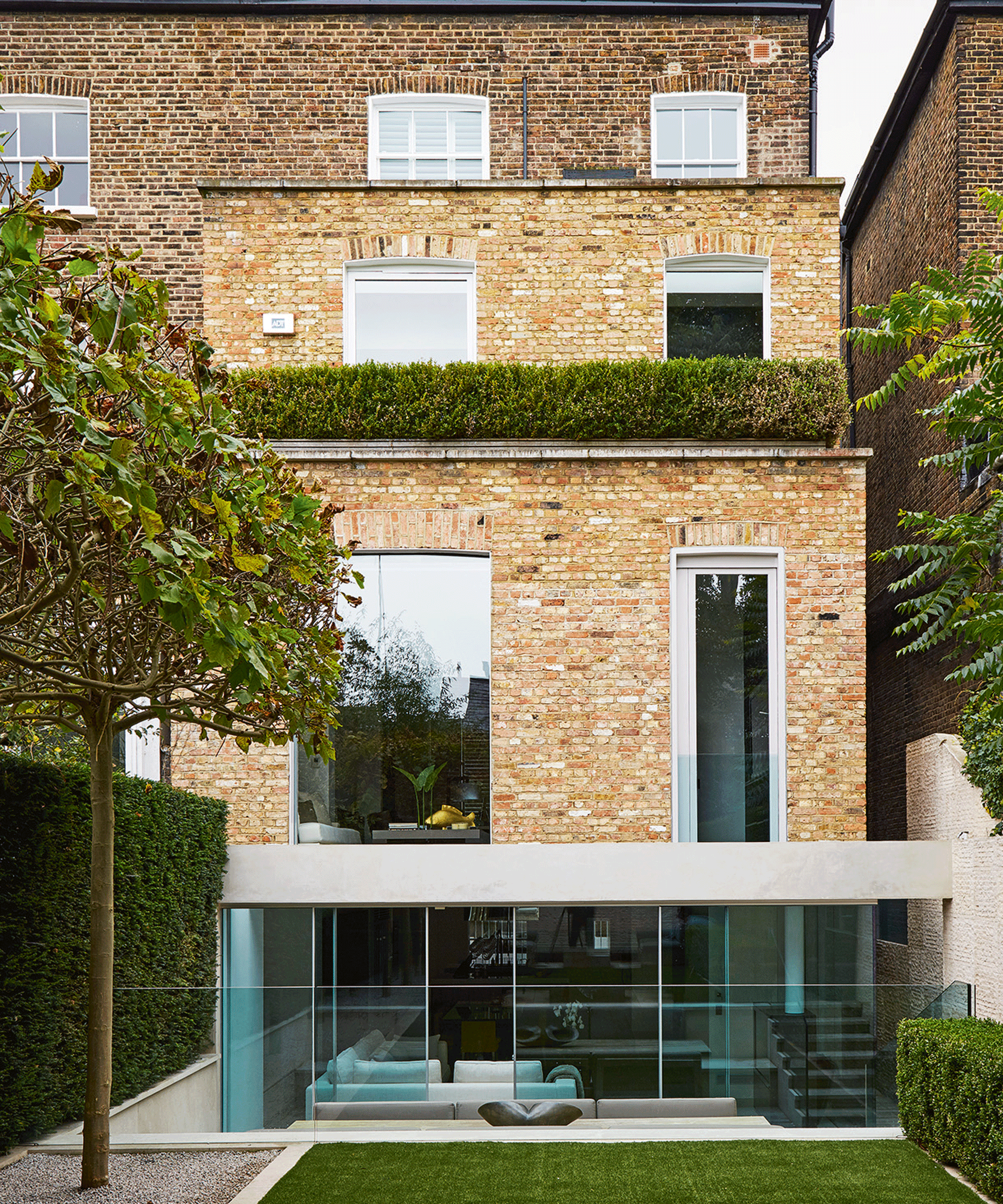 Glass extension at the back of a London terraced house