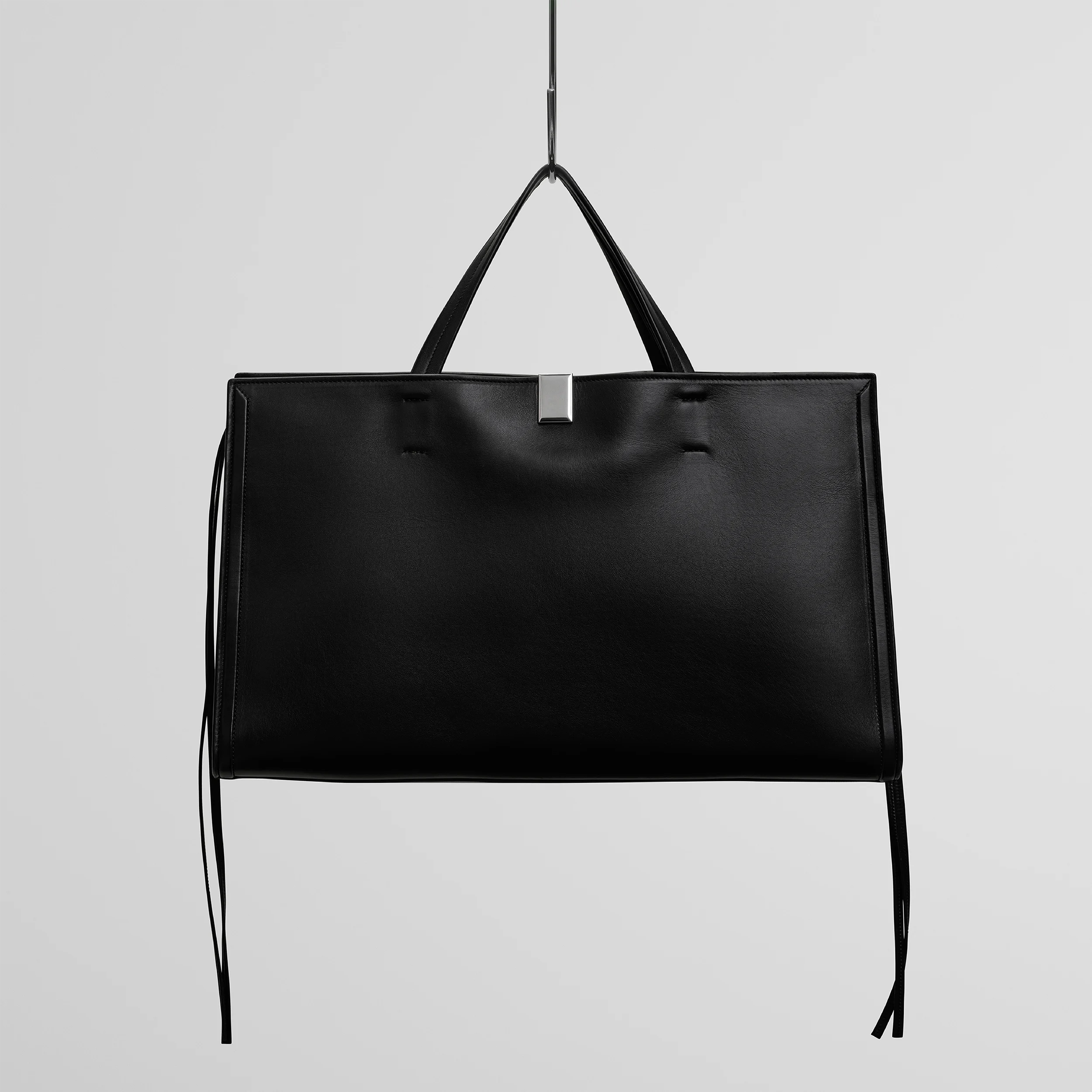 Medium Kit Cabas | Black Leather With Silver