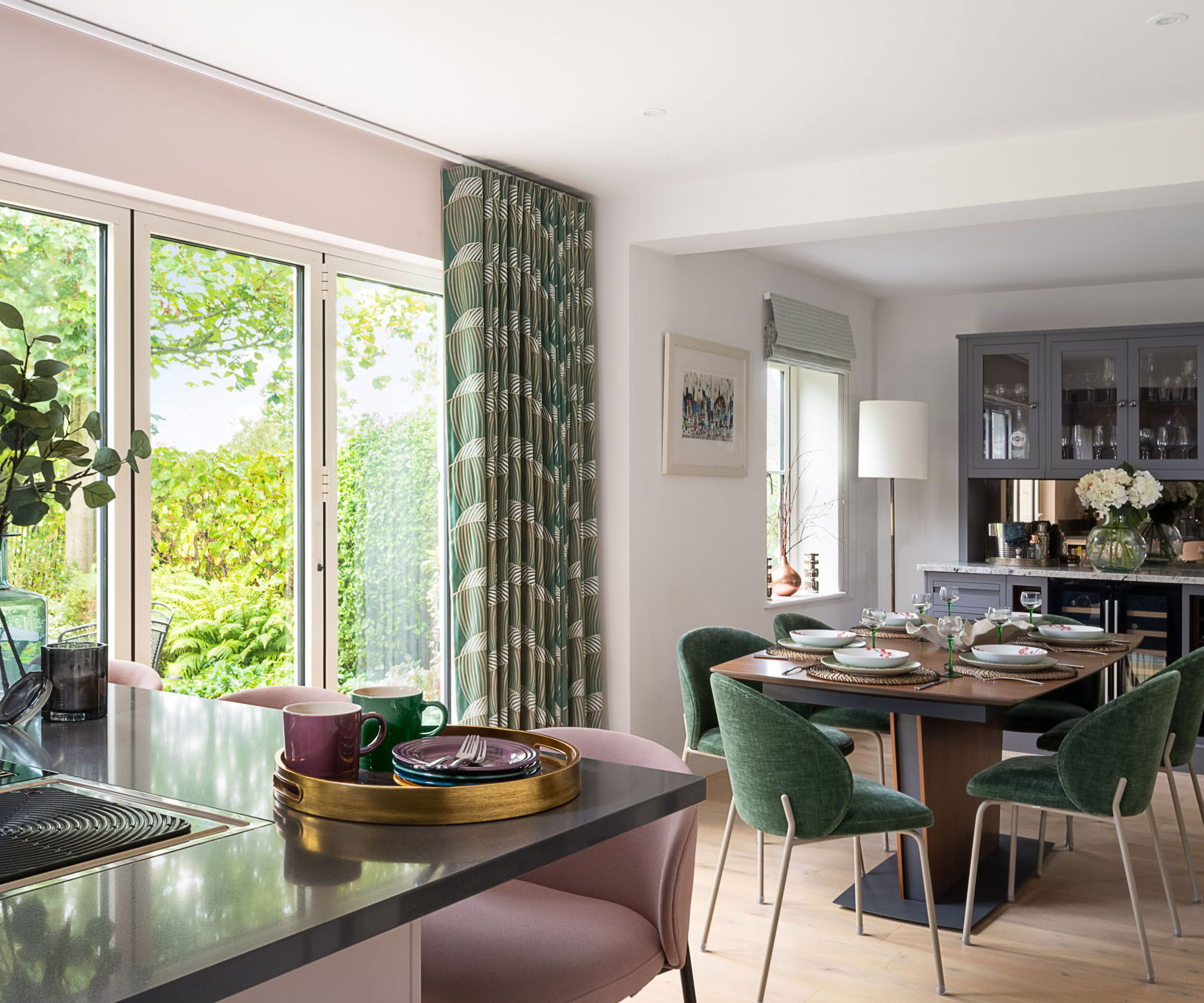 open plan kitchen and dining room