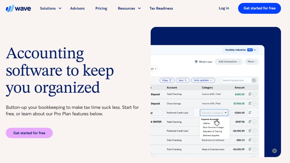 Website screenshot of Wave (February, 2026)
