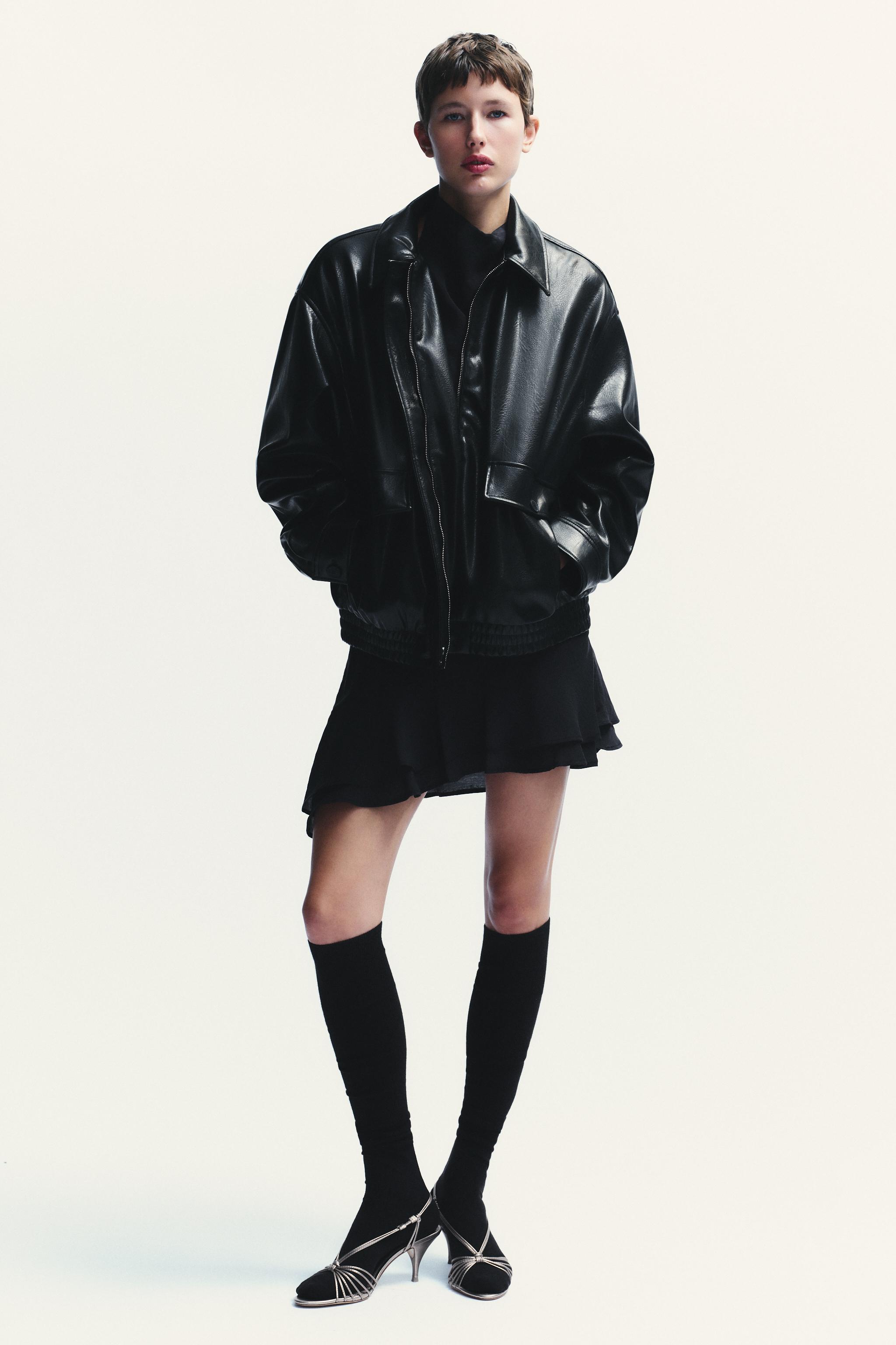 Faux Leather Bomber Jacket