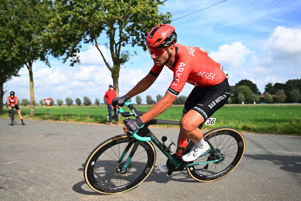 LICHTERVELDE BELGIUM SEPTEMBER 25 Lukasz Owsian of Poland and Team Arkea BB Hotels competes during the 77th Omloop van het Houtland 2024 a 1952km one day race from Eernegem to Lichtervelde on September 25 2024 in Lichtervelde Belgium Photo by Luc ClaessenGetty Images