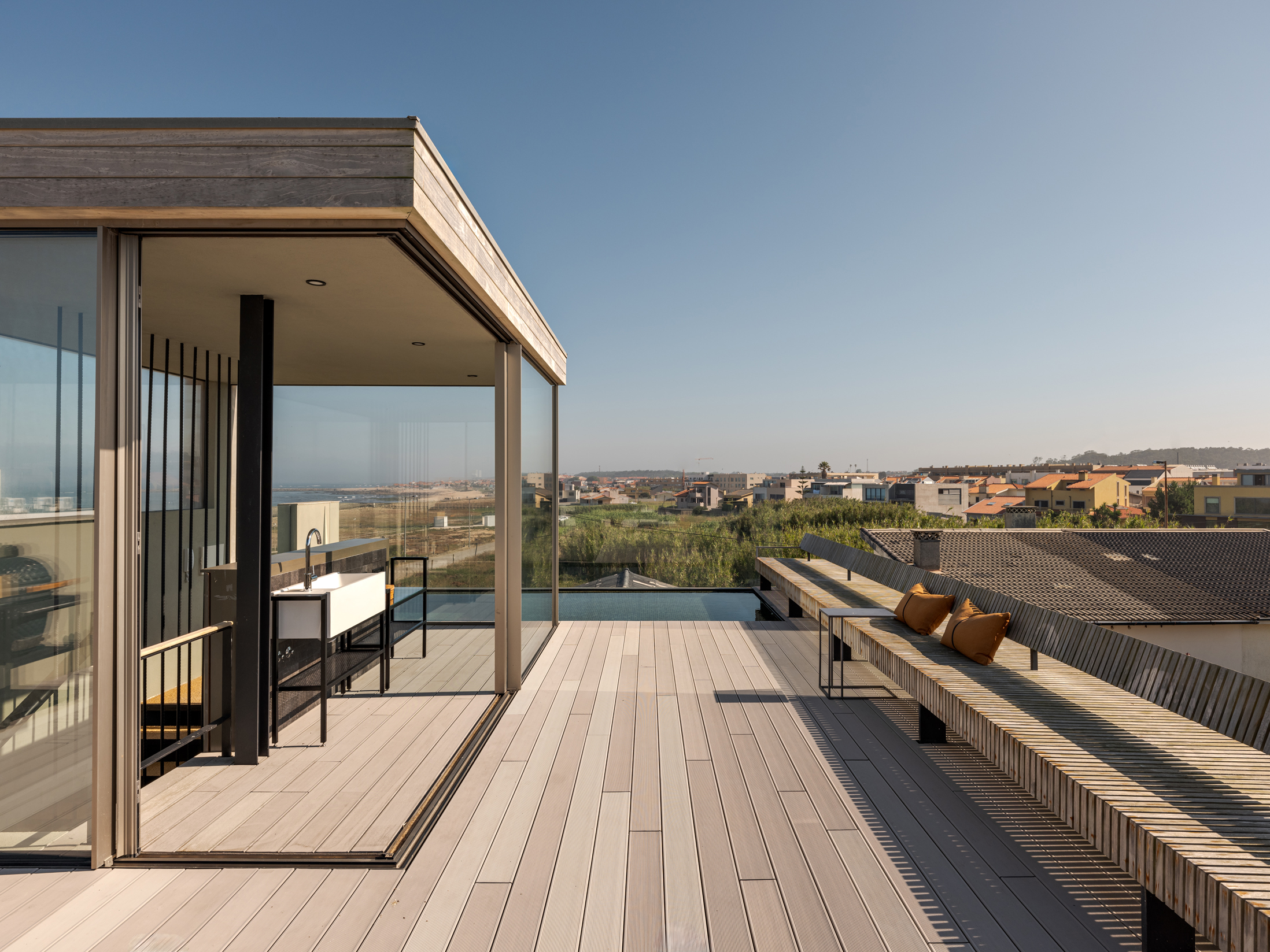The roof deck, complete with pool