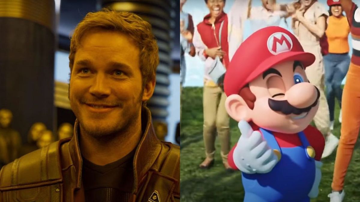 Chris Pratt and Mario side by side