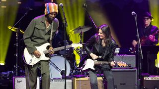 Gary Clark Jr. and Eve Monsees playing their Fender Strats on stage