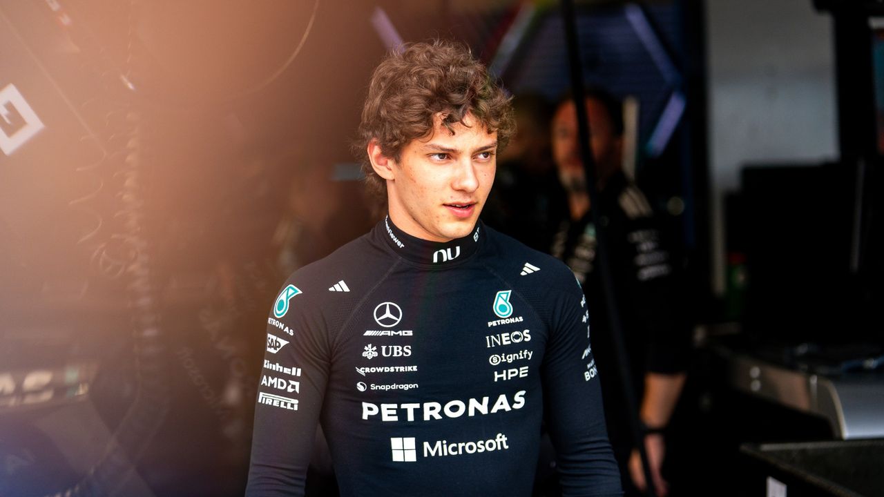 Mercedes F1 Team's Italian driver Andrea Kimi Antonelli