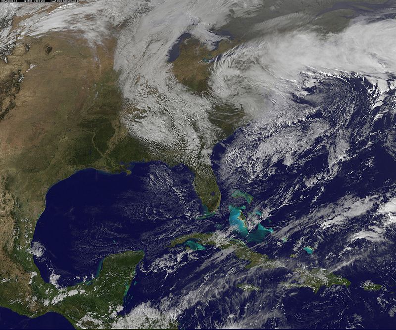 NOAA&#039;s GOES-13 satellite visible image of the Nor&#039;easter on Nov. 7, 2012