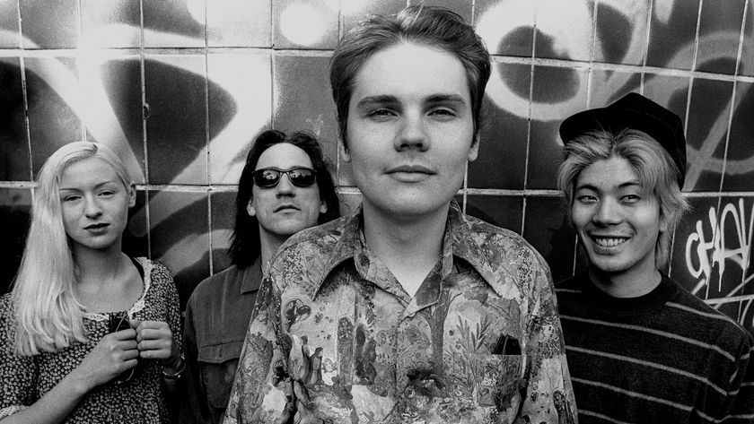 Left to right D&#039;Arcy Wretzky (bass), Jimmy Chamberlin (drums), Billy Corgan (lead singer and guitar) and James Iha (guitar) of American rock band Smashing Pumpkins, Amsterdam, Netherlands 1st July 1993