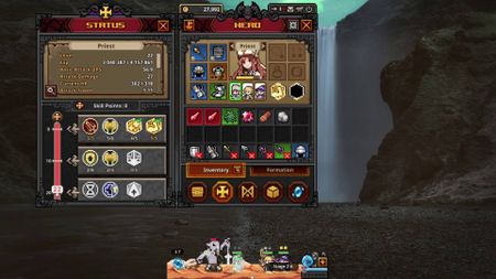 Task Bar Hero Priest hero inventory and skills status page