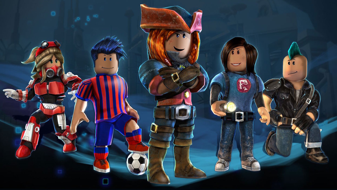 Three Roblox characters posing in different outfits showing free roblox codes cosmetics.