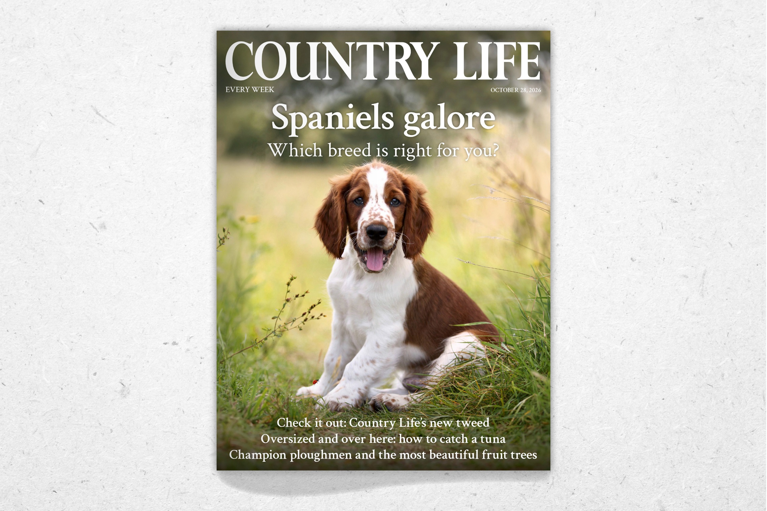 Cover of Country Life October 28, 2026 featuring a Welsh springer spaniel