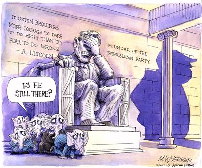 Political Cartoon U.S. GOP Trump Lincoln