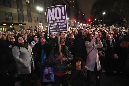 Anti-Trump protesters in New York City.