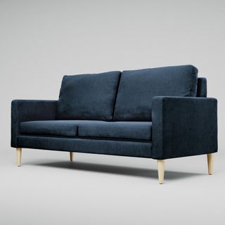dark blue full-size three seater sofa