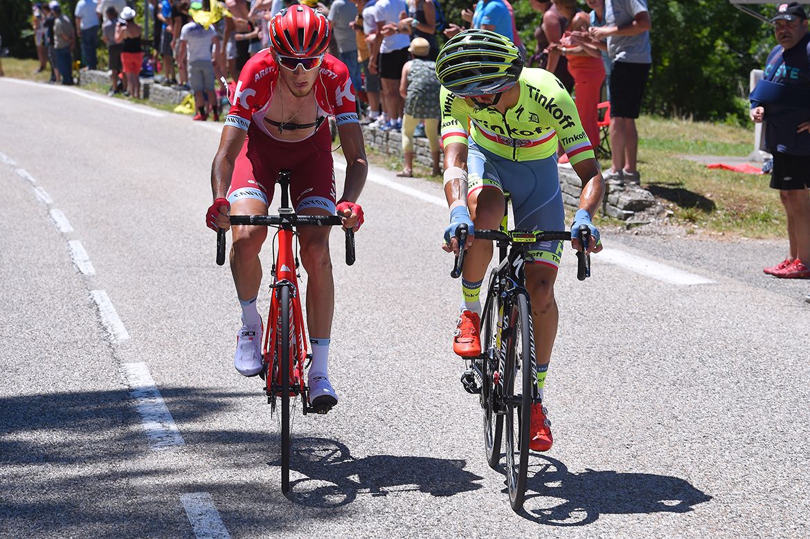 Rafal Majka (Tinkoff) on the attack with Ilnur Zakarin (Katusha)