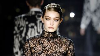 hollywood, california february 07 gigi hadid photographed on the catwalk of the tom ford aw20 show at milk studios on february 07, 2020 in hollywood, california photo by kurt kriegercorbis via getty images
