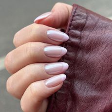 An image of powder pink French tips.