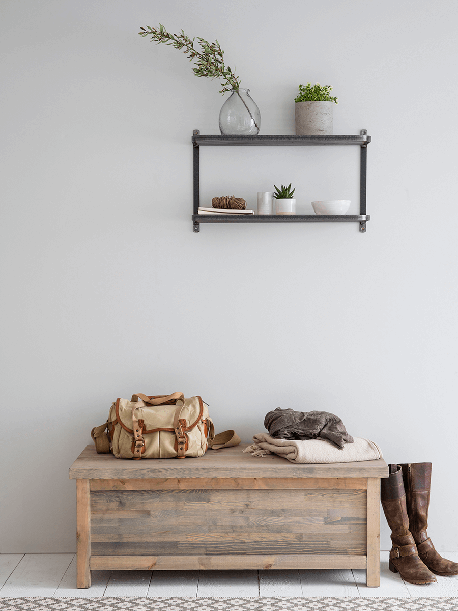 Shoe storage bench and shelf in a hall from Co & Cox