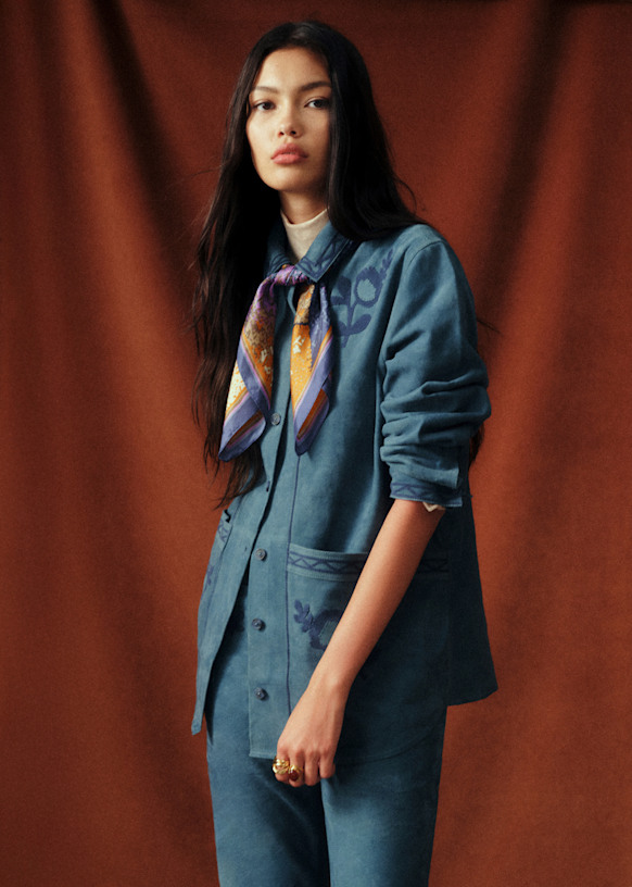 Will Jacket - S&amp;eacute;zane X Baziszt - Vintage Blue - Goat Leather - S&amp;eacute;zane