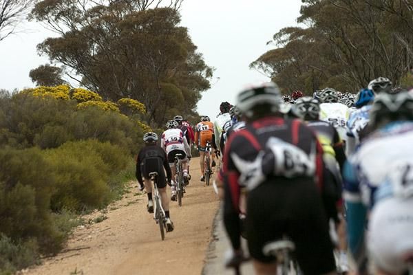 Riders were going off-road during the 102.9km sixth stage from Swan Hill to Nyah West.