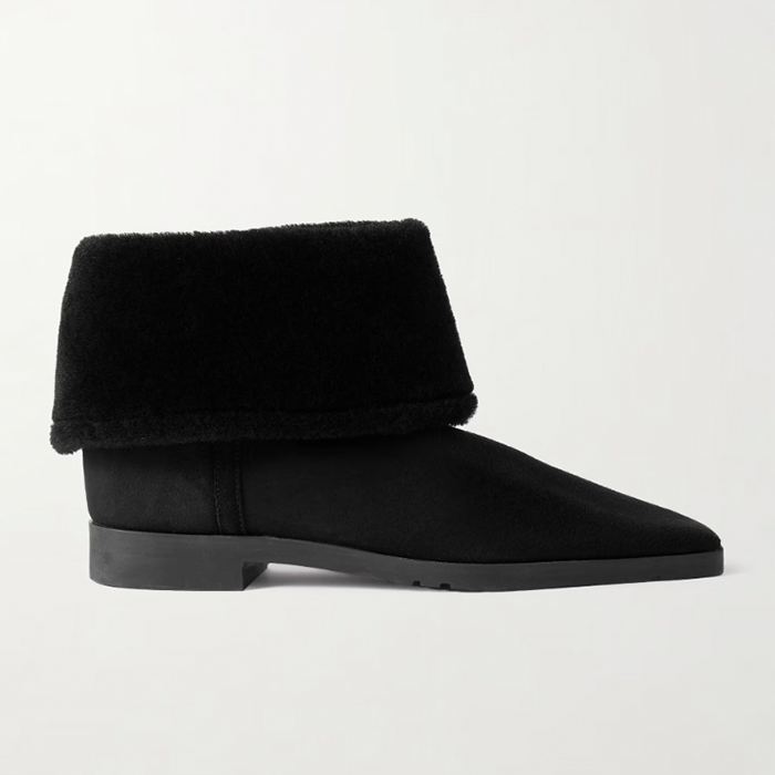 TOTEME, Shearling-Trimmed Suede Ankle Boots