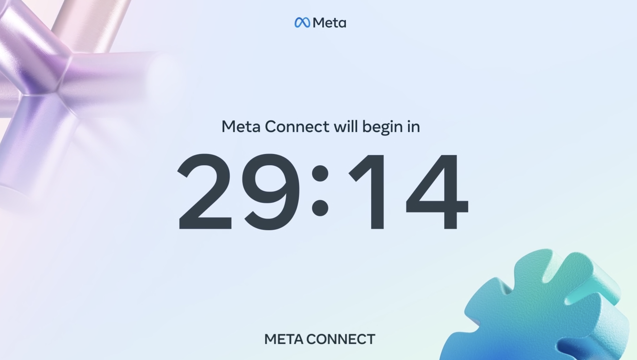 Meta Connect live stream screen with a timer reading 29:14