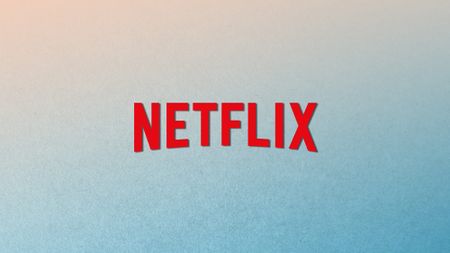 Netflix logo on blue and orange background