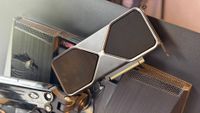 Someone has tried to jam a full size Nvidia GeForce RTX 5060 into the back of a MSI gaming monitor. It was not to be.