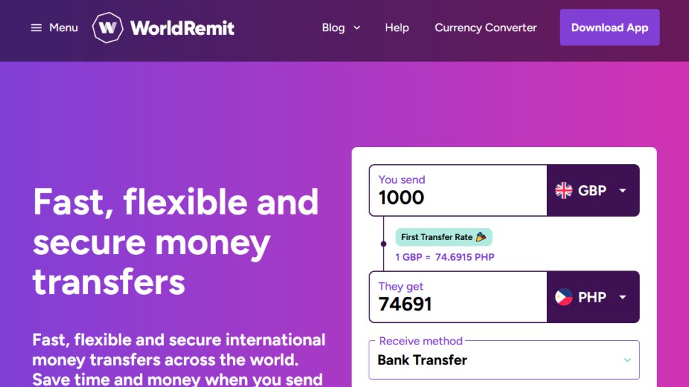 World Remit website screenshot (May 2025).
