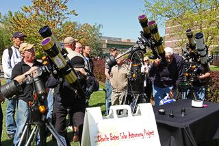 Stephen Ramsden of the non-profit educational outreach program Charlie Bates Solar Astronomy Project brought an impressive array of solar telescopes for the public to use and enjoy. He also conducted a solar imaging workshop.