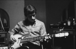 Cream's Jack Bruce plays a Danelectro Longhorn bass at Atlantic Recording Studios in New York City on April 5, 1967